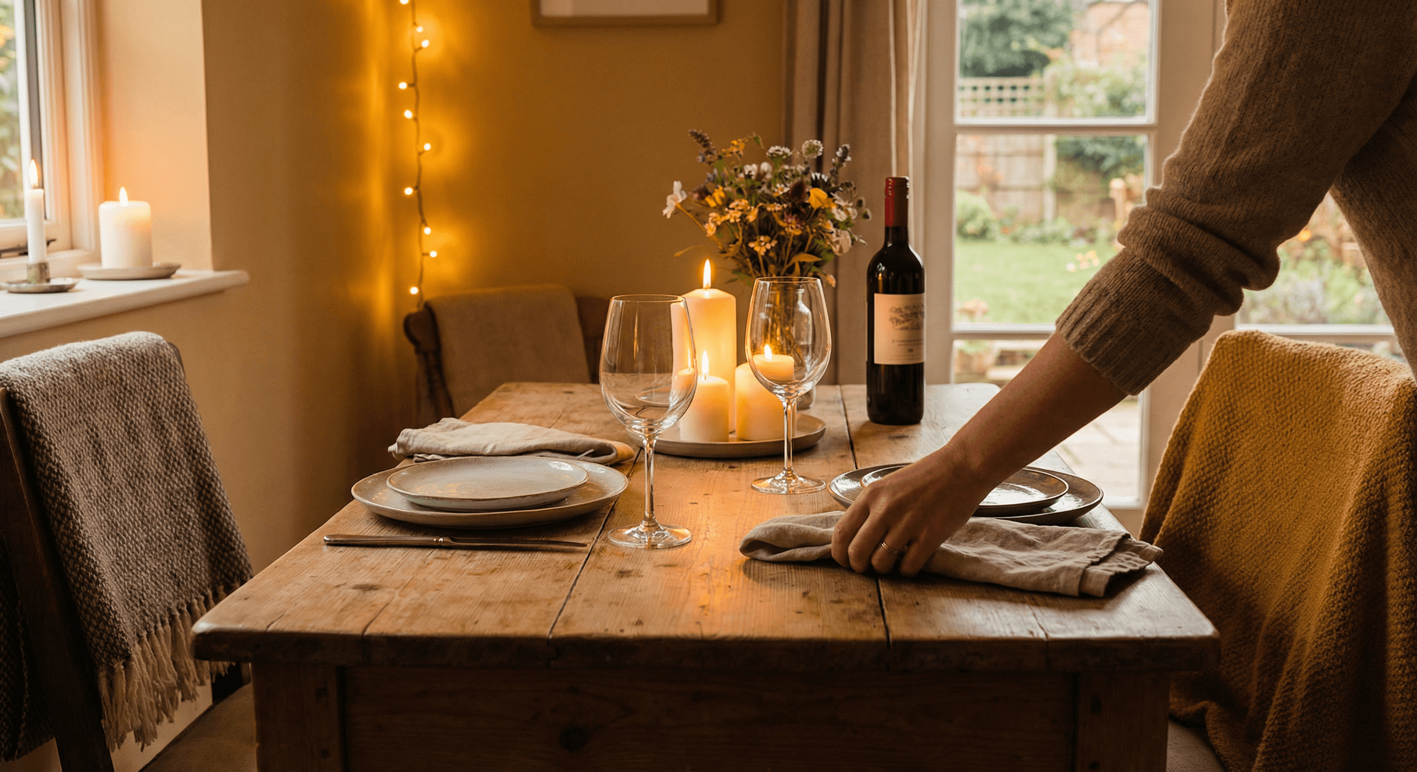 Setting the table for tonight's private dinner